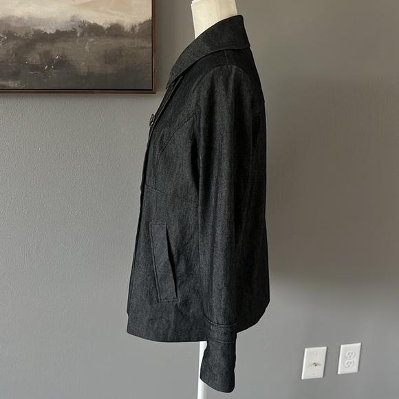 Sandro Black Denim Chambray Double Breasted Jacket Button Down - Picture 5 of 10